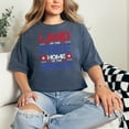 thumbnail image 2 of Distressed Patriotic Quote Land of the Free, Denim Comfort Colors T-Shirt, Small, 2 of 3