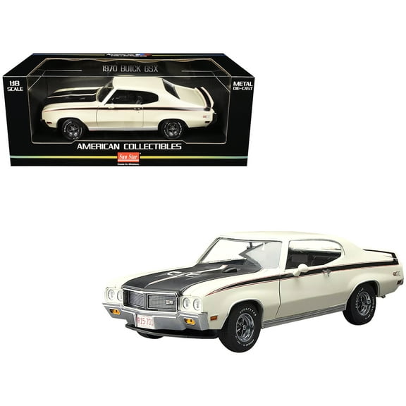 1970 Buick GSX Apollo White with Black Stripes "American Collectibles" Series 1/18 Diecast Model Car by Sun Star