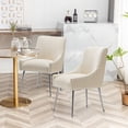 thumbnail image 7 of SEYNAR Modern Pleated Velvet Dining Chairs Set of 4, Tufted Upholstered Side Accent Kitchen Chair with Silver Legs for Living Room(Beige), 7 of 7
