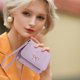 thumbnail image 5 of Monedero/tarjetero mini de piel suave con estampado de lichi y lazo para mujer – Cartera con cremallera para dinero en efectivo, tarjetas e identificación, bolso de mano compacto para uso diario., 5 of 6