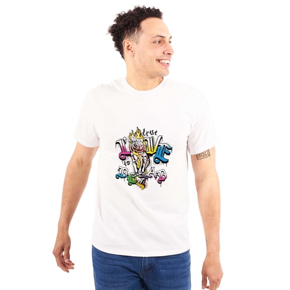 True Love is Dead Skeleton Hand Rose Men's Graphic T Shirt Tees Brisco Brands S