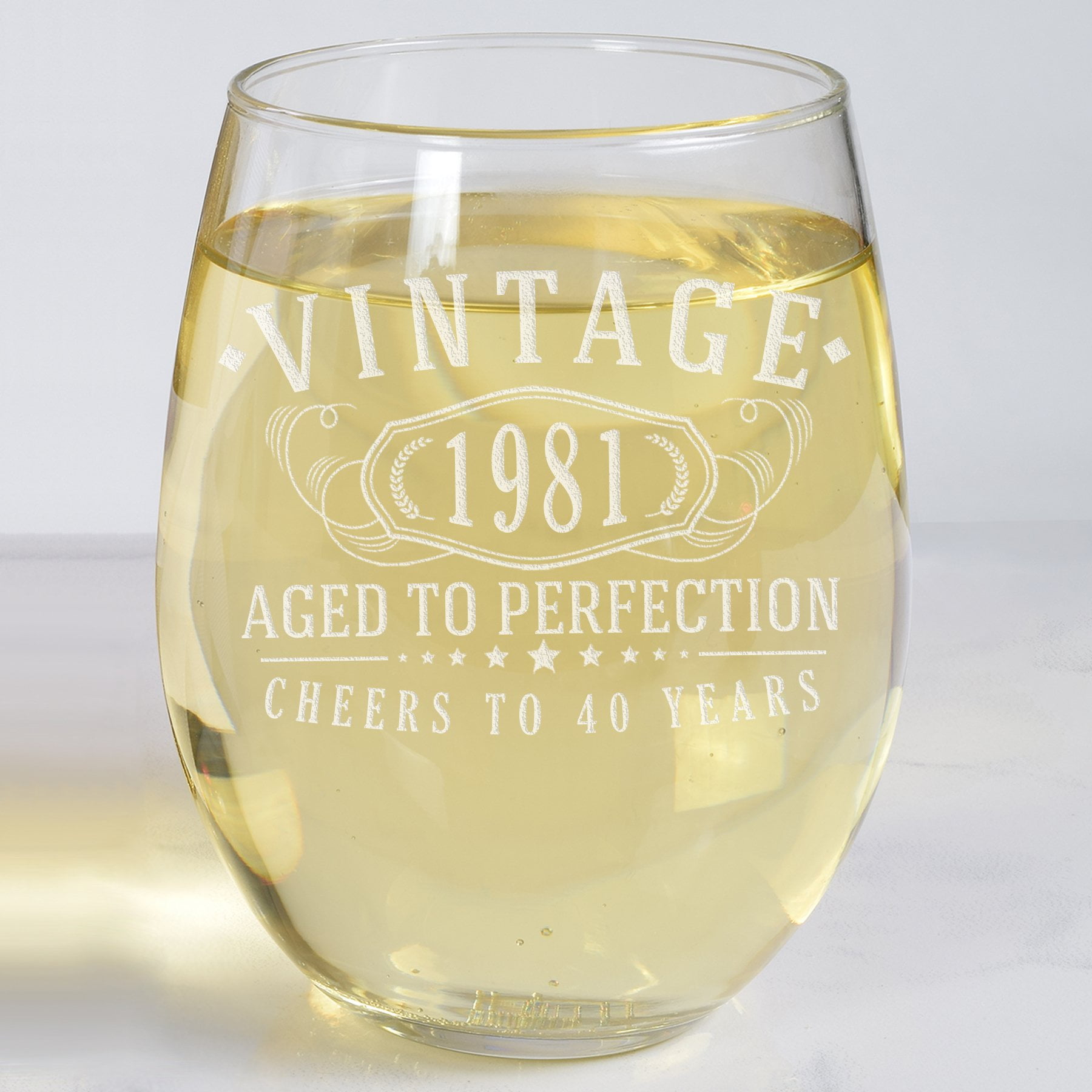 Download Vintage 1981 Etched 17oz Stemless Wine Glass 40th Birthday Aged To Perfection 40 Years Old Gifts Walmart Com Walmart Com