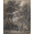 thumbnail image 2 of Thomas Gainsborough 15x18 Black Ornate Wood Framed Double Matted Museum Art Print Titled - Wooded Landscape with Figures, 2 of 5