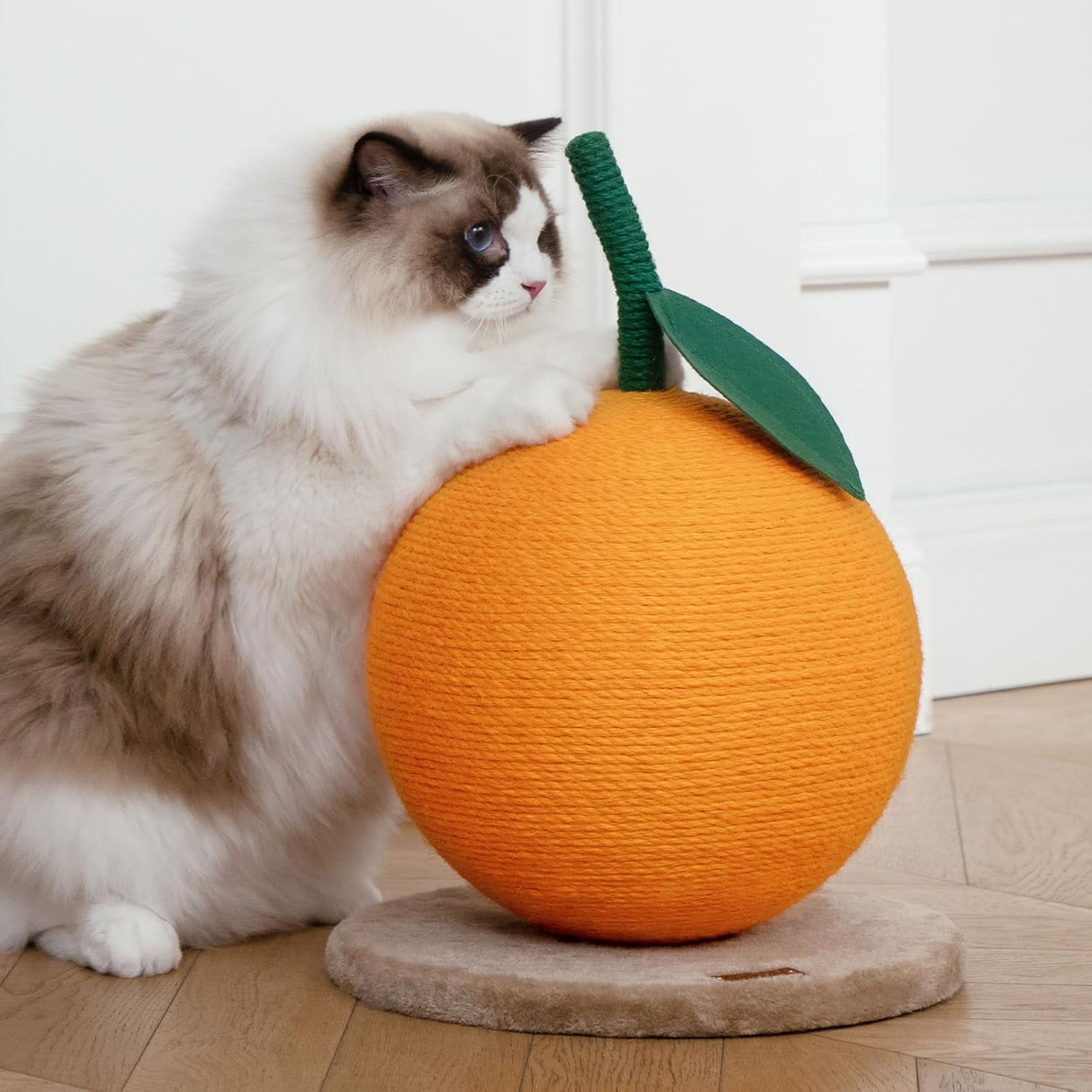 Cat Scratching Post with Jute Rope and Ball, Vertical Scratcher for Indoor Cats and Kittens