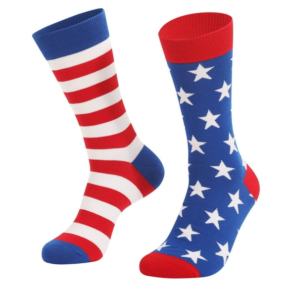 Mens Soft Quarter Socks 4th of July Casual Cotton Socks Stretch Thin Patriotic Men's Mid Crew Socks Sky Blue