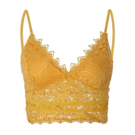 Yellow Small Plus Size Lingerie Vest Lingerie for Plus Size Women Bra Wireless Camisole Underwear Garter Lingerie for Women Crop V Neck Women Lingerie Costu