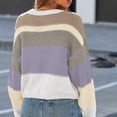 thumbnail image 5 of Women's Oversized Striped Cropped Sweater Casual Knit Pullover Top, 5 of 8