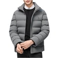 thumbnail image 2 of Zedker Men's Puffer Jackets Stand Collar Winter Padded Down Coats Thicken Outdoor Windbreaker Zip Up Insulated Puffer Jackets Gray XL, 2 of 9