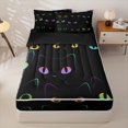 thumbnail image 2 of Manfei Kawaii Pet Zipper Full Size Comforter Sets with Fitted Sheet and 2 Pillowcases, Neon Cat Kitten Zipper Bedding Set, Dark Neon, Black Reversible, 4pcs, 2 of 7