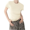 thumbnail image 2 of Tidyack ,Bon Rapport Qualité-Prix, T-shirt en Coton, Haut Uni, Manches Courtes, Col Rond, Coupe Ample, pour Tenue Décontractée, Tenue Quotidienne, Tissu Doux, Style Polyvalent, Confort Léger, Mode Printemps Été, 2 of 9
