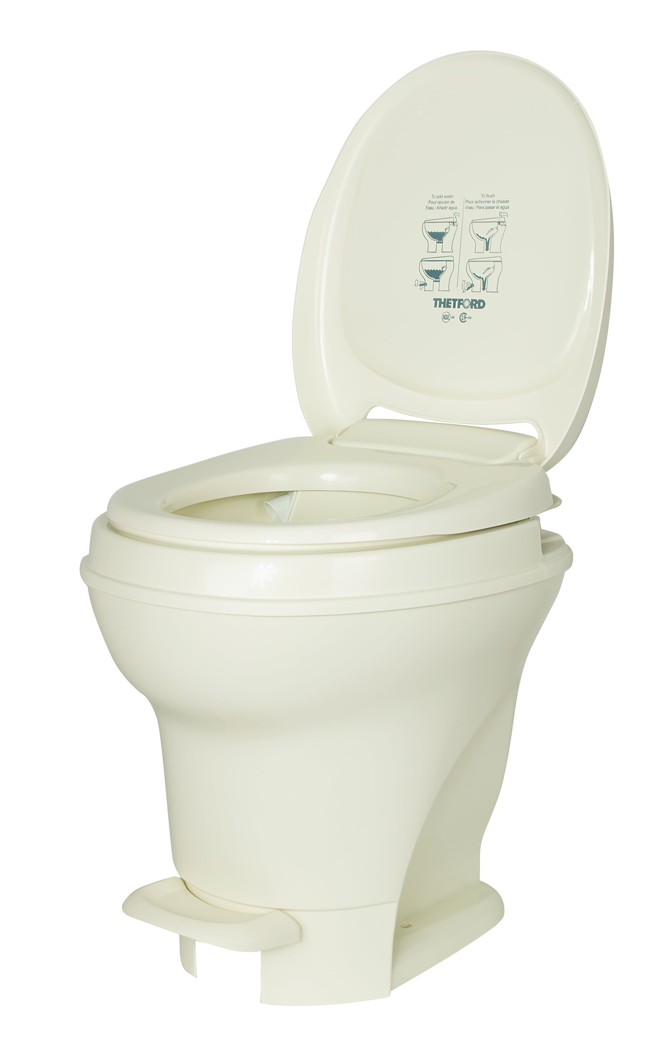 White High Profile Aqua-Magic V RV Toilet Pedal Flush Thetford 31671 