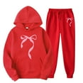 thumbnail image 4 of HOWPAY Sweatsuits Women 2 Piece Outfit Valentines Bow Graphic Long Sleeve Hooded Sweatshirt and Jogger Sweatpants Outfits Casual Loose Fit Lounge Sets Red M, 4 of 4