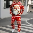 thumbnail image 2 of Christmas Suit for Men 2 Pcs Santa Hoodies Tracksuit Xmas Outfit Set Color: Red Size: XL, 2 of 4