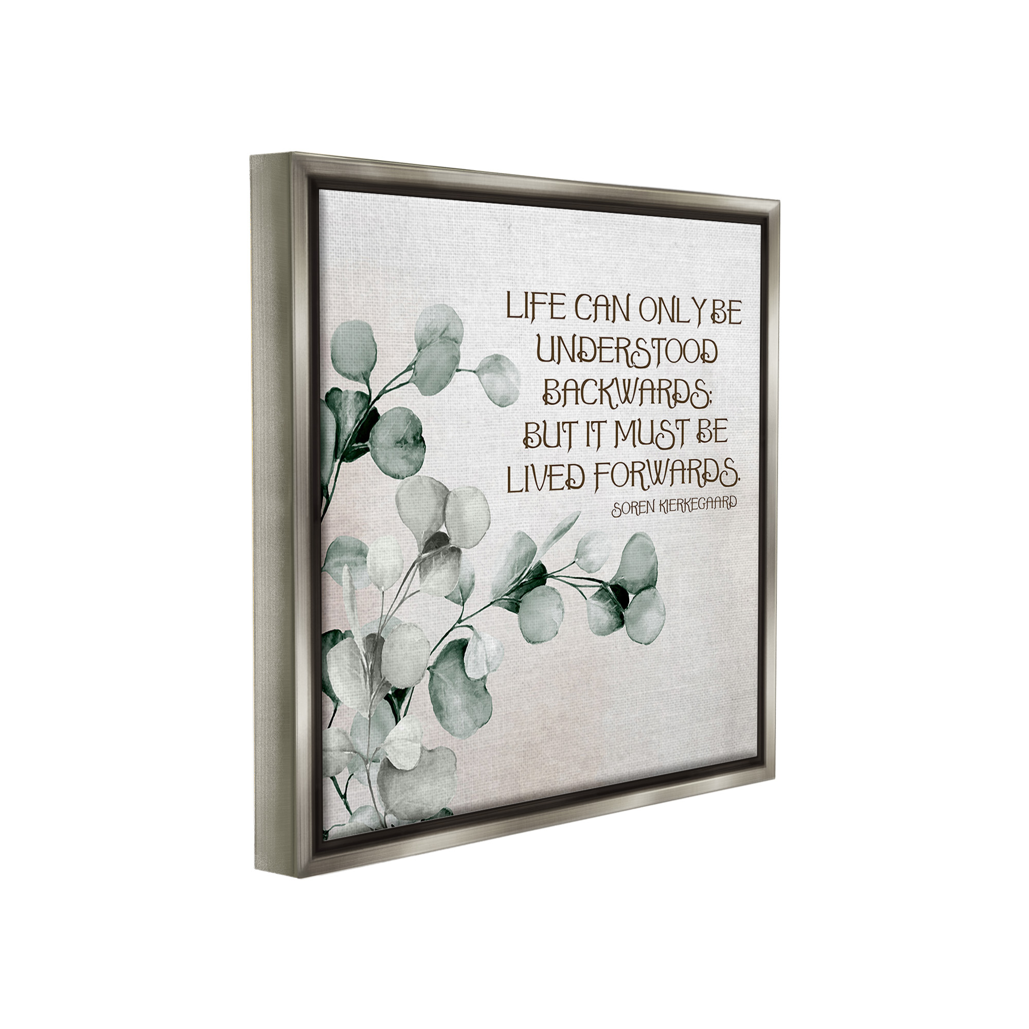 Stupell Industries Soren Kierkegaard Quote Inspirational Painting Gray Floater Framed Canvas Art Print Wall Art, 25 x 25