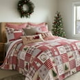 thumbnail image 3 of Levtex Home - Home For Christmas Bedspread Set - Twin Bedspread and One Standard Sham - Patchwork - Green Red Taupe Cream - Bedspread (80x106in.) and Sham (20x26in.) - Cotton/Polyester, 3 of 7