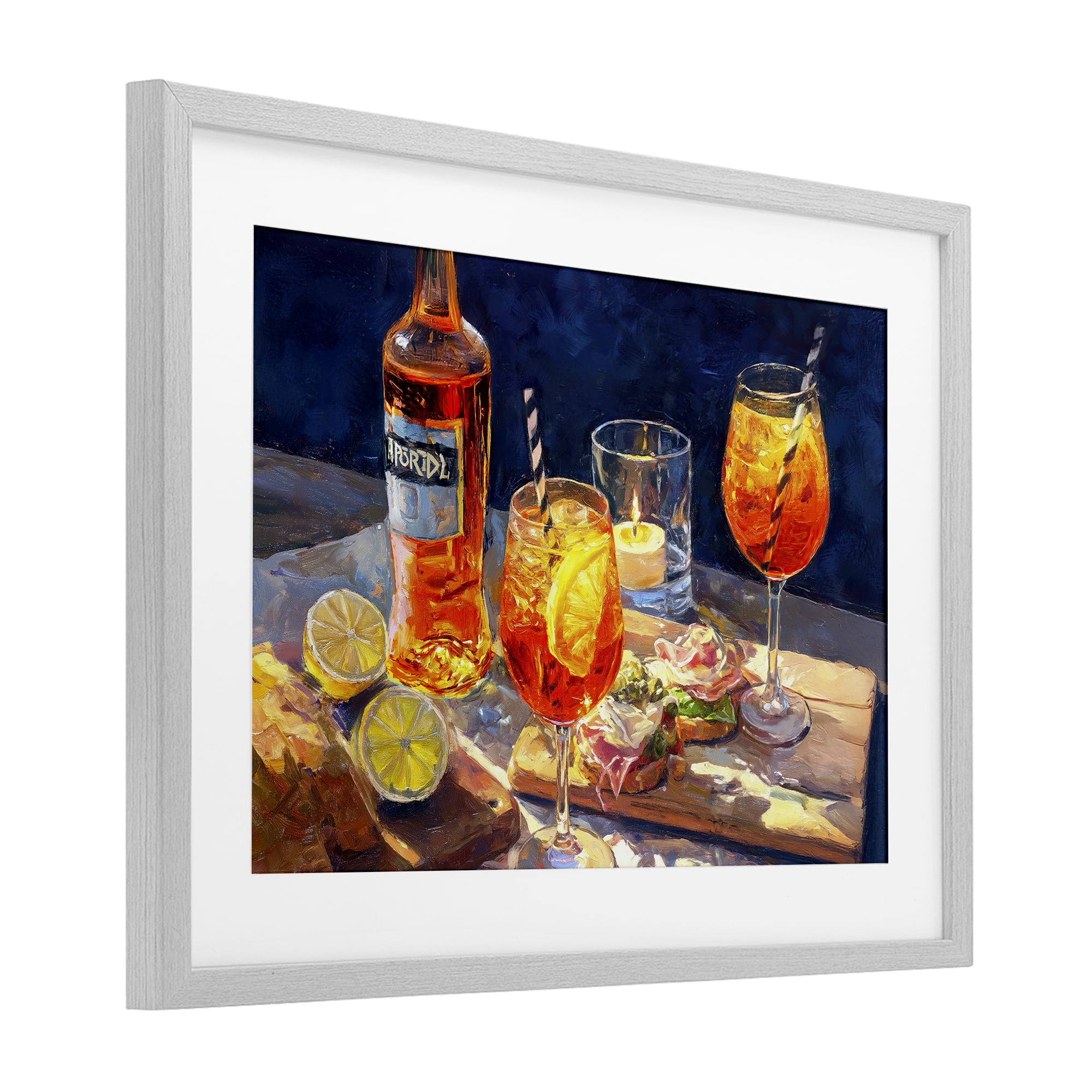 Sprits Table Still Life Gray Framed Print Under Glass, design by Ziwei Li
