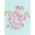 thumbnail image 3 of Shunvnny Toddler Baby Girls One Piece Swimsuits Flower Ice Cream Print Long Sleeve Round Neck Ruffle Zip Up Swimwear Infant Girls Bathing Suit Beachwear, 3 of 9