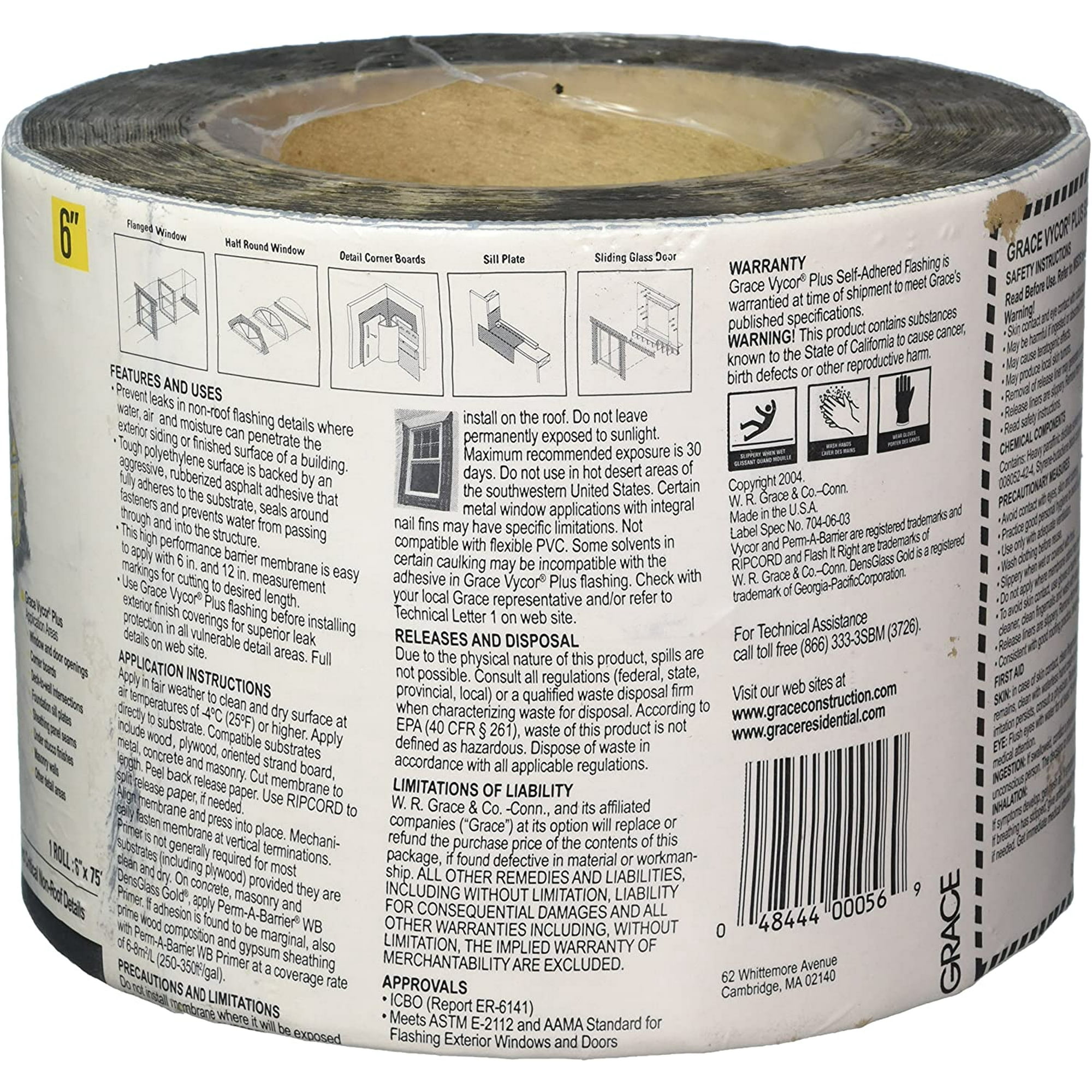 Grace Vycor Plus Self Adhered Flashing Tape