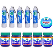 Vicks VapoRub & Nasal Inhaler Bundle 5 Pack 50+10= 60ml VapoRub + 5 Inhalers 0.5 ml + FREE 5ml Travel Size