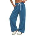 thumbnail image 2 of Nfurl Womens Barrel Sweatpants Mid Rise Wide Leg Pants with Pockets Elastic Waist Baggy Sweatpant Trendy Going Out Workout Casual Pants Blue,XXL, 2 of 7