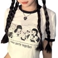 thumbnail image 1 of Top de verano para mujer, cuello redondo, estampado, mangas cortas, ajustado, transpirable, camisa corta de verano, 1 of 8