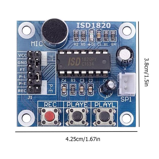 Módulo de grabadora de grabación de voz ISD1820 con altavoz de audio de sonido de micrófono Sywqhk Para estrenar