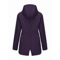 thumbnail image 6 of Women Waterproof Softshell Jackets Warm Fleece Lined Coats with Hood Long Rain Jacket Dark Purple S, 6 of 8
