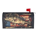 thumbnail image 2 of PHELIKA Bass Fish Jumping American Flag 05 Magnetic Mailbox Covers Standard Size 21"H x 18"W, 2 of 8