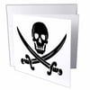 3dRose Pirate Skull and Crossblades, Greeting Cards, 6 x 6 inches, set of 12
