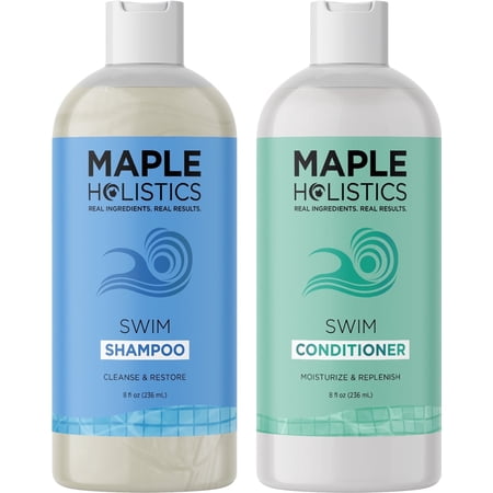 After Swim Shampoo and Conditioner Set - Chlorine Shampoo and Conditioner for Swimmers with Tea Tree and Rosemary Oil - Clarifying Shampoo for Hard Water Chlorine and Saltwater with Replenishing Oils