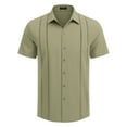 thumbnail image 5 of Coshow Men's Button Down Short Sleeve Shirt Cuban Guayabera Casual Summer Linen Beach Shirt, 5 of 5