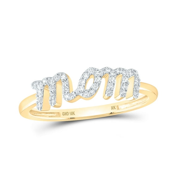 10K Yellow Gold Womens Round Diamond Mom Ring 1/6 Cttw, Womens Size: 5-10