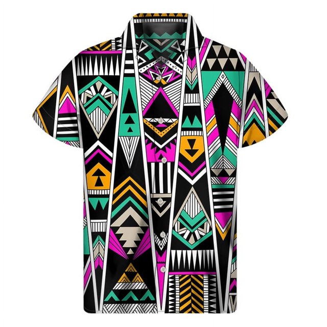 Chemises Hawaïennes Imprimé 3D Rétro Mexicain Aztèque Hommes Chemise Graphique Totem Ethnique Colorée Col à Revers Manches Courtes Blouse