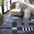 thumbnail image 3 of SAFAVIEH Beach House Quinn Geometric Indoor/Outdoor Area Rug, Navy/Ivory, 6'7" x 6'7" Round, 3 of 9