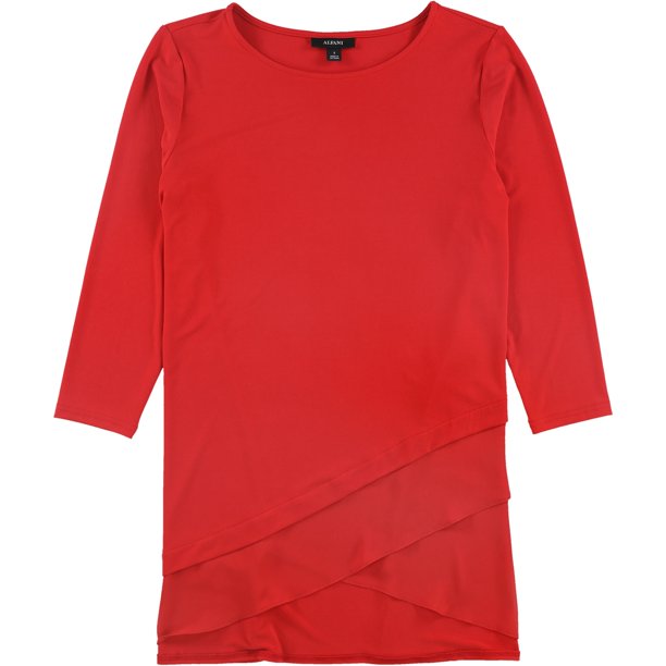 Alfani Blusa de gasa cruzada para mujer, rojo, grande