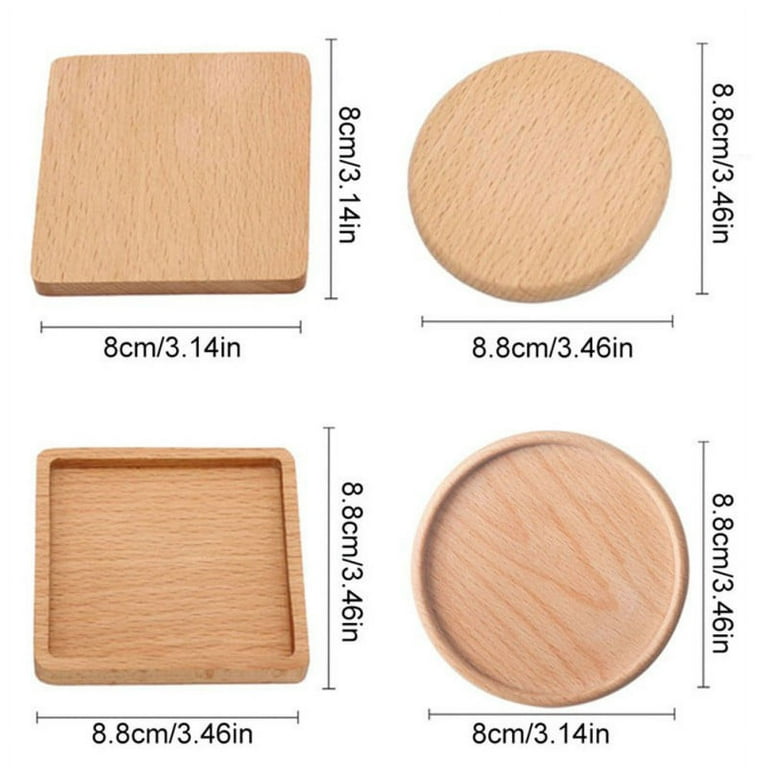 Walnut Wood Coasters Placemats Square Round Home Table Drink Mat