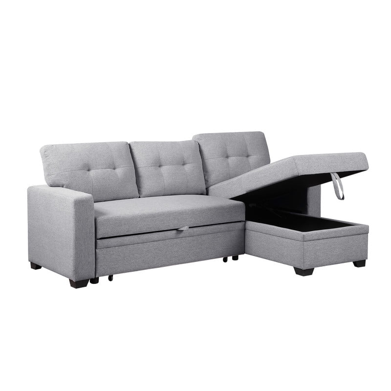 82" L-Shaped Convertible Sleeper Sectional Sofa with Pull-Out Bed, Storage Chaise, Removable Back Cushions, Modular Corner Couch for Living Room, Apartment, Home Office
