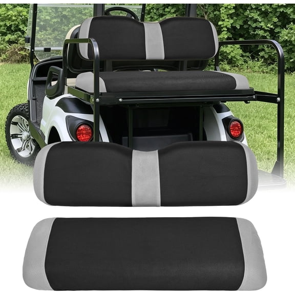 Nilight Golf Cart Rear Seat Cover Grey Black Sun Scratch Resistant Washable Breathable Sandwich Mesh No Staple Easy to Clean Install Universal for Club Car/EZGO/Yamaha Aftermarket Seats
