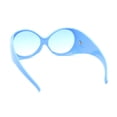 thumbnail image 4 of Oversized Round Goggle Style Thick Temple Plastic Dimensional Plastic Sunglasses All Blue, 4 of 4
