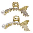 thumbnail image 1 of Pinces à Cheveux Strass 2 Pcs Fausses Perles Attrape-Cheveux Barrettes Pinces à Mâchoires, 1 of 10