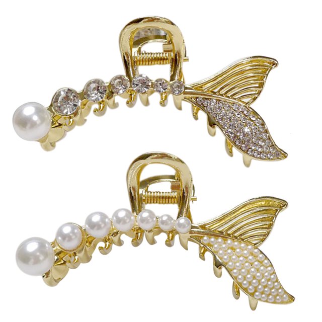 Pinces à Cheveux Strass 2 Pcs Fausses Perles Attrape-Cheveux Barrettes Pinces à Mâchoires