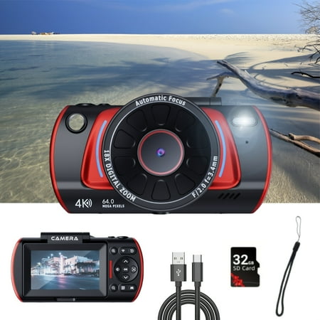 4K 48MP Vlogging Camera with 16X Zoom, 3" 180° Flip Screen, Auto Focus & Anti-Shake | Compact YouTube Camera for Beginners, Live Streaming & Travel | Includes 32GB SD Card & Accessories