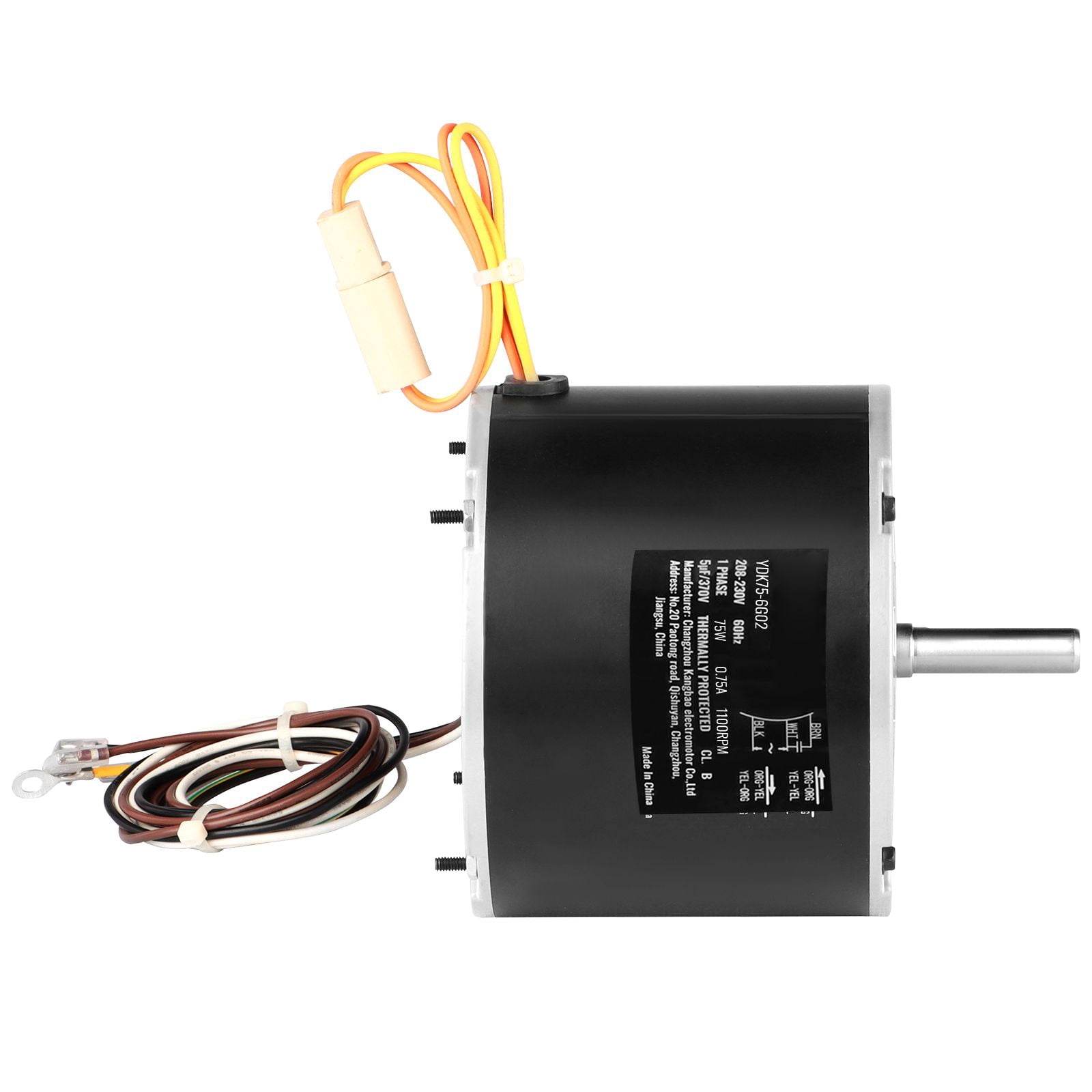 Condenser Fan Motor 1/10 HP 208-230V, 1100 RPM, Reversible Rotation, with 5µF Capacitor, for AC Units