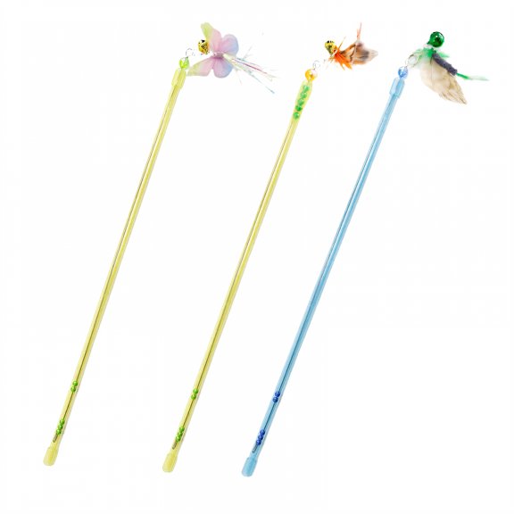 BESTSKY 3Pcs Kitten Toys,Fun Interaction Cat Wand Toy,Strengthen Cat Bonding Cat Toys Wands,Style1