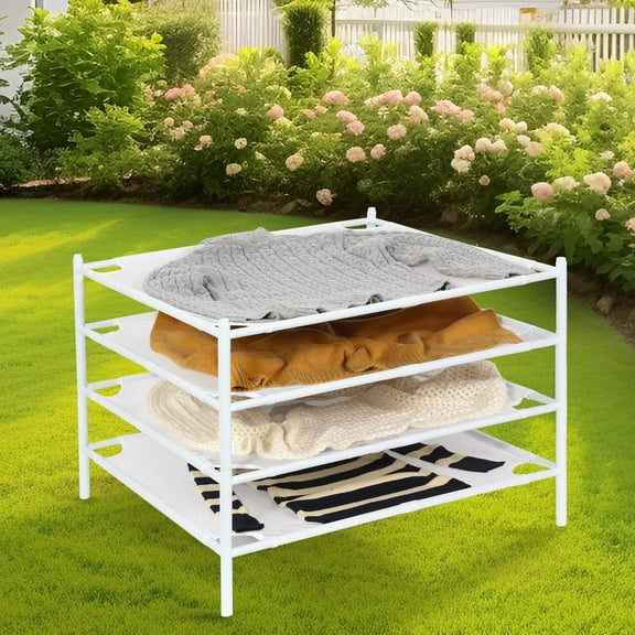 Sweater Drying Rack, Mesh Clothes Drying Rack, Stackable Laundry Drying Rack, Lay Flat Dryer for Delicates, Portable Dry Rack for Indoor or Outdoor, White, 4-Pack