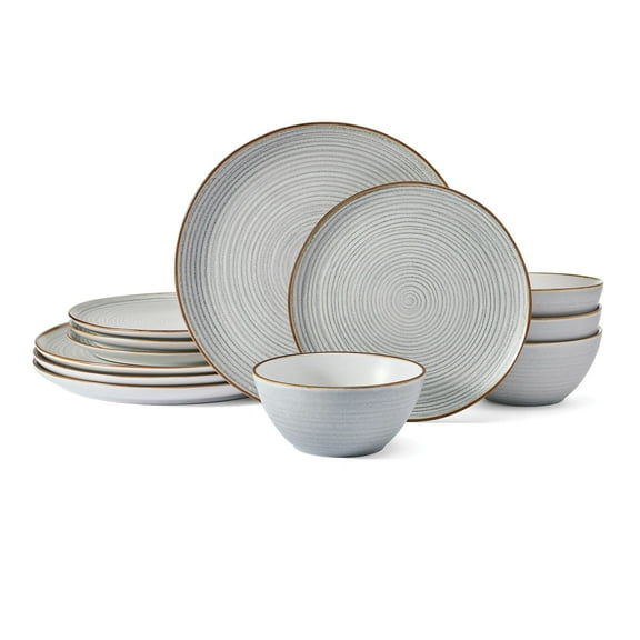Pfaltzgraff Rowan 12 Piece Stoneware Dinnerware Set Gray