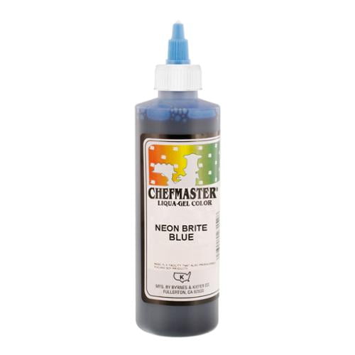 Chefmaster by US Cake Supply 10.5oz Neon Brite Blue Liqua-Gel Cake Food Coloring