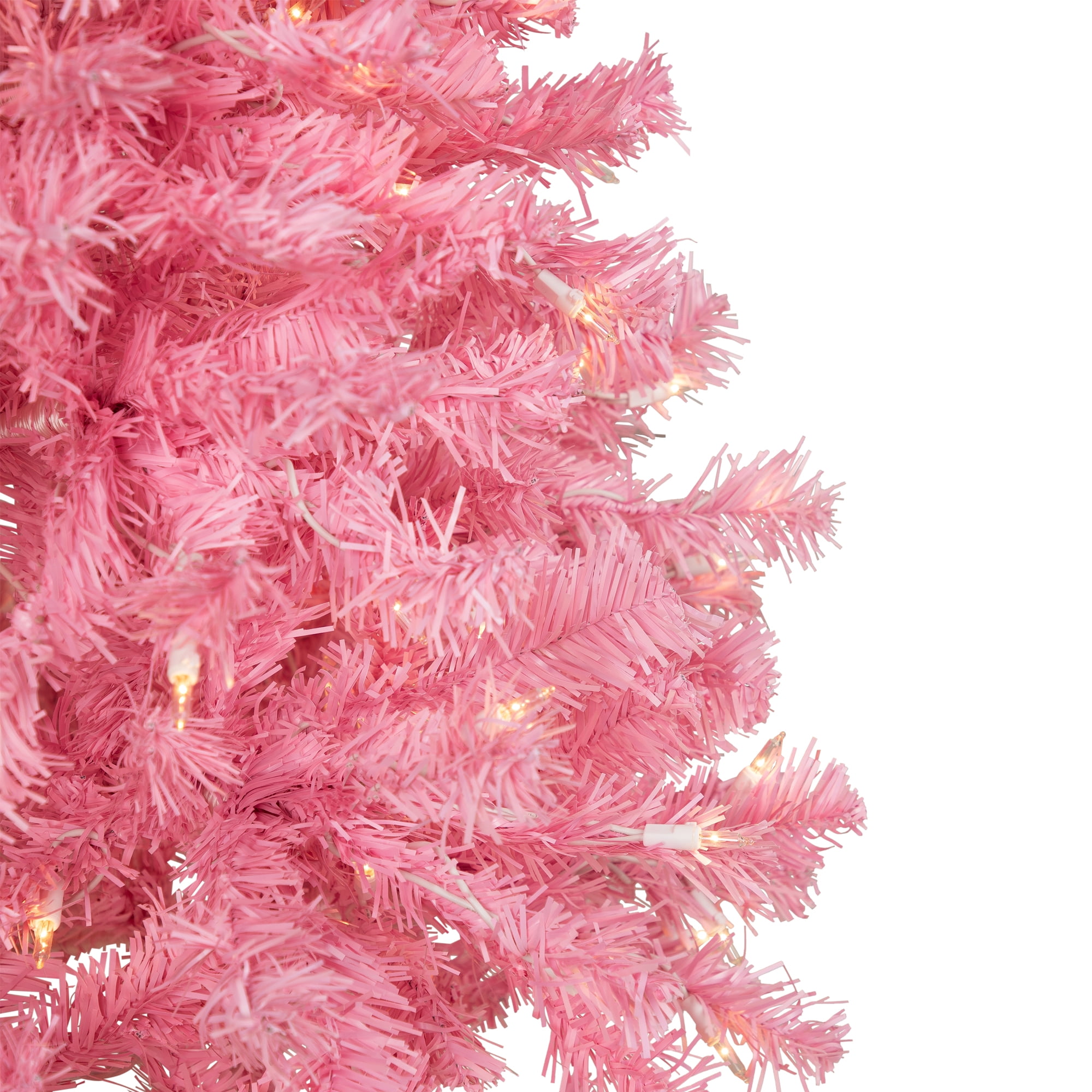 Pre-Lit Medium Pink Pine Artificial Christmas Tree - 4.5' - Clear Lights