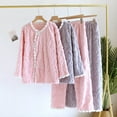 thumbnail image 4 of HNMKIU Elegant Traditional Oriental Embroidery Flannel Winter Sleepwear Set Cozy Loungewear For Women Autumn Home Comfort Pink,L, 4 of 4