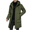 thumbnail image 2 of Brnmxoke Men's Winter Puffer Jacket Solid Hooded Long Coat Warm Quilted Padded Jackets with Pockets Cold Weather Parka Outerwear Green,M, 2 of 7